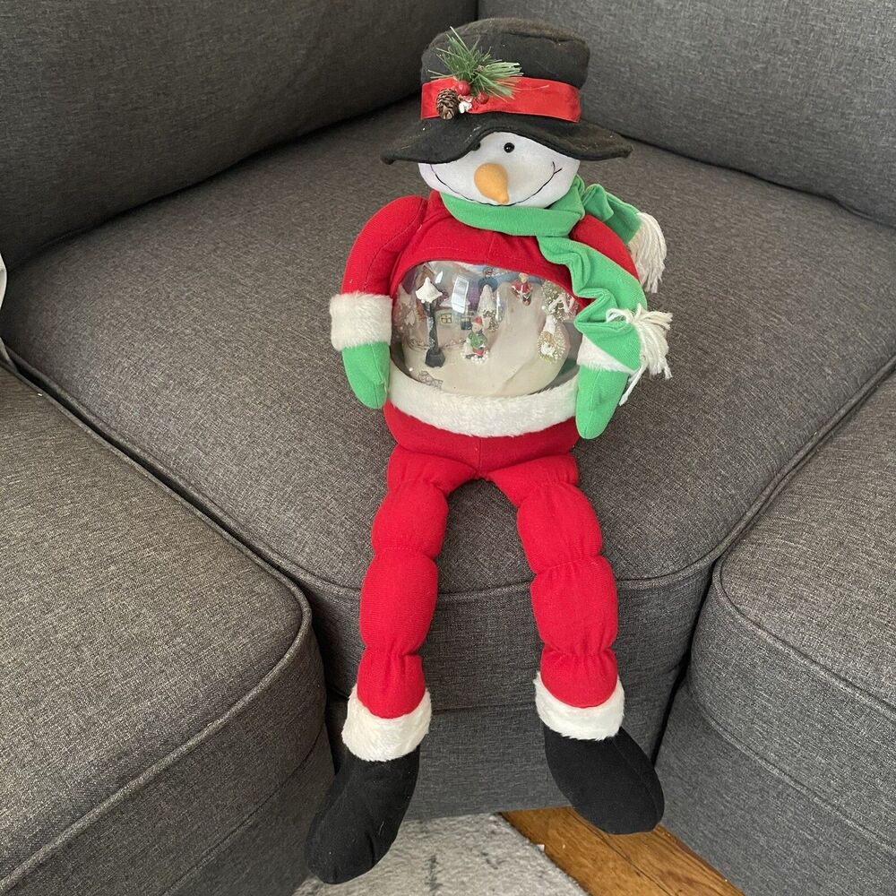 Snowman Shelf Sitter w/Winter Light Up Scene Snow Globe Christmas Let It Snow
